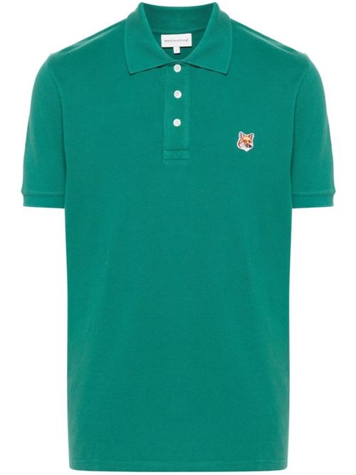 Polo in piqué di cotone verde erba Maison Kitsuné | LM00208KJ7002P373